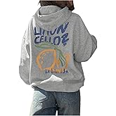 SweatyRocks Women's Lemon Letter Graphic Sweatshirts Casual Thermal Lined Hoodie Pullovers