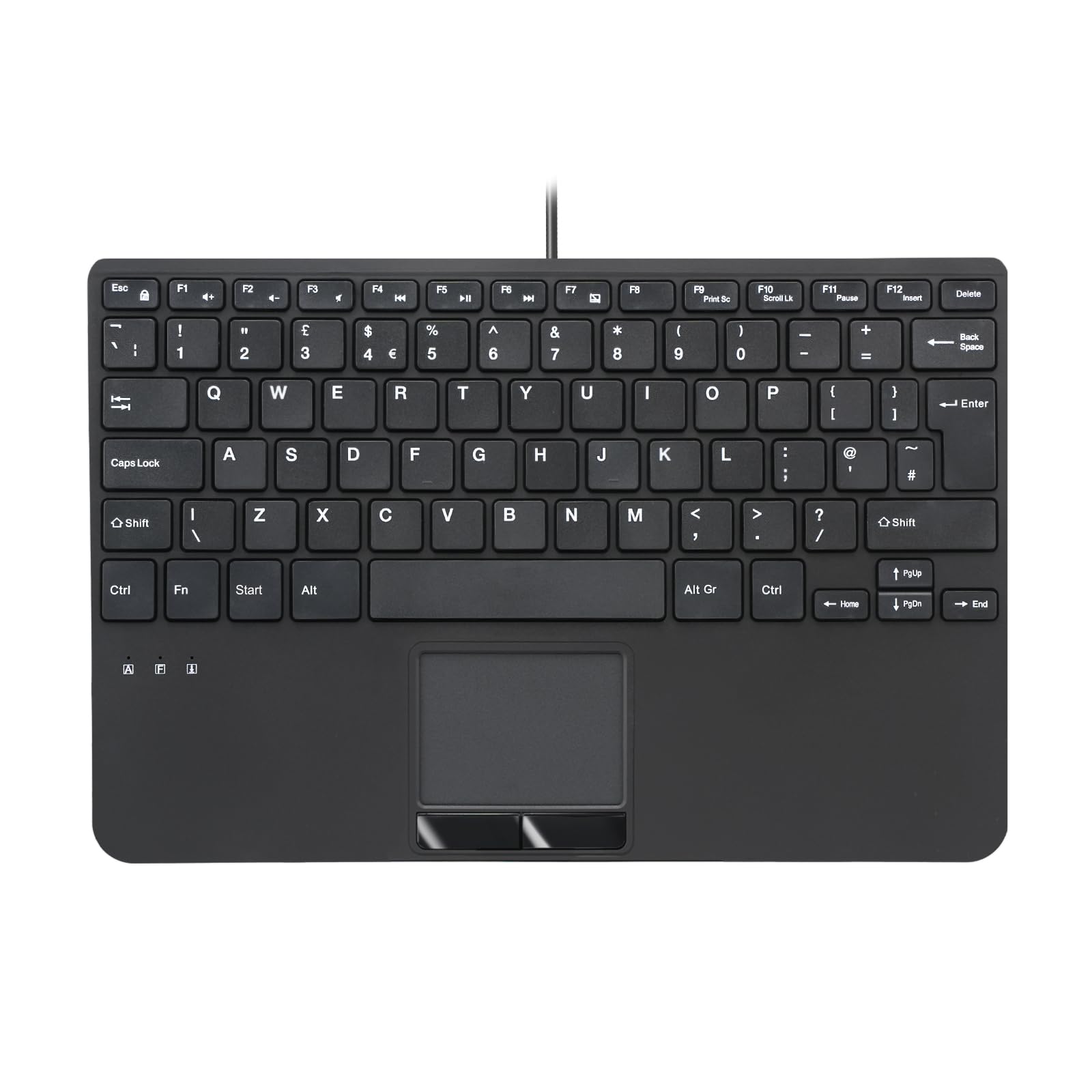 perixx PERIBOARD-525 UK Wired Mini USB Keyboard with Touchpad, X Type Scissor Keys, 2 USB Hubs, UK QWERTY Layout, Compact Design, Black