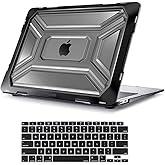 MOSISO Compatible with MacBook Air 13 inch Case 2022 2021 2020 Release A2337 M1 A2179 with Retina Display Touch ID, Heavy Duty Plastic Hard Shell Case with TPU Bumper & Keyboard Cover, Black