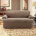 Surefit Stretch Pique 3-Piece - Sofa Slipcover - Taupe