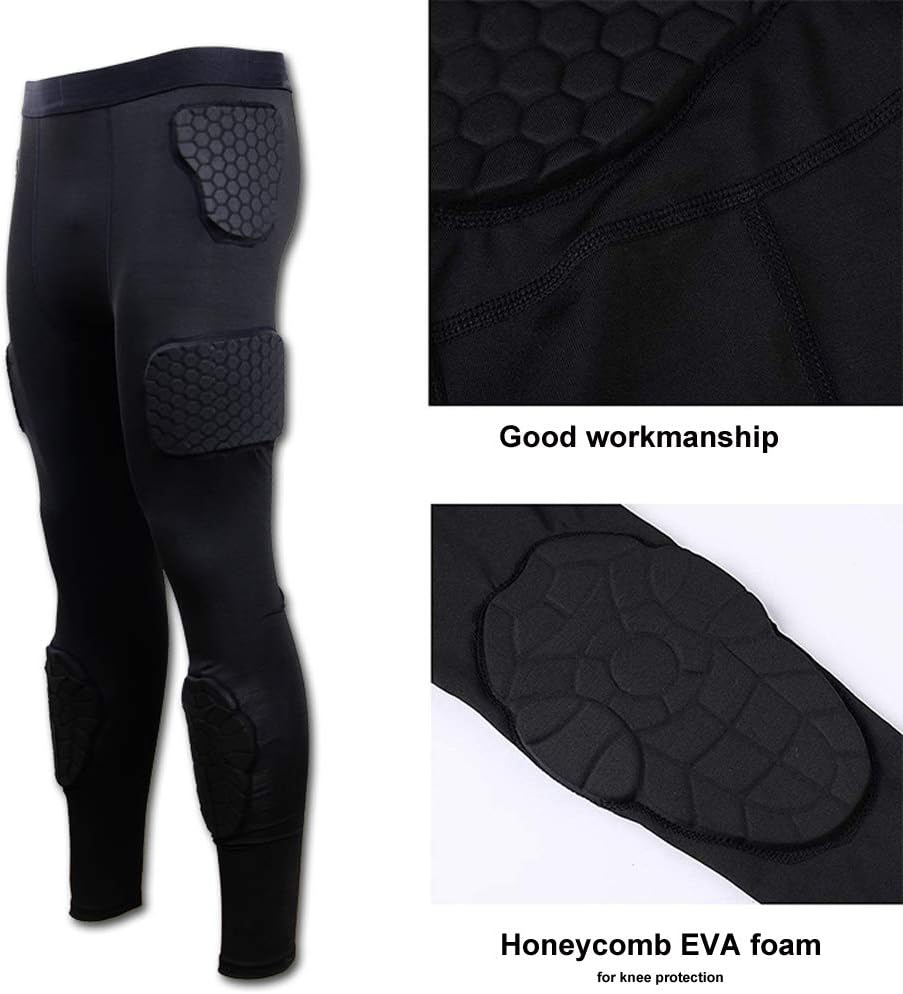 Men’s Padded Compression Pants Athletic Leggings Protective Tight with 7 Pad Football Grigle Hip Thigh Knee Protector : Sports & Outdoors