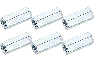 uxcell 3/8" x16 Coupling Nuts, 6 Pcs Carbon Steel Galvanized Hex Rod Coupling Nuts Threaded Rod Connectors for Industrial Con