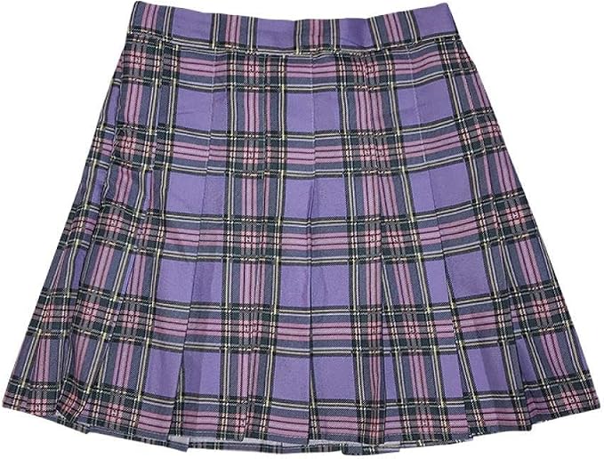 short purple plaid skirt
