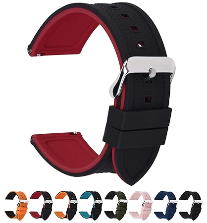 Fullmosa Silikon Uhrenarmband 18mm 20mm 22mm 24mm mit Schnellverschluss in 8 Farben, Regenbogen Weich Silikon Uhrenarmband mi