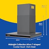 Russell Hobbs Midnight Collection 60cm T-Shaped Chimney Cooker Hood Dark Steel view 2