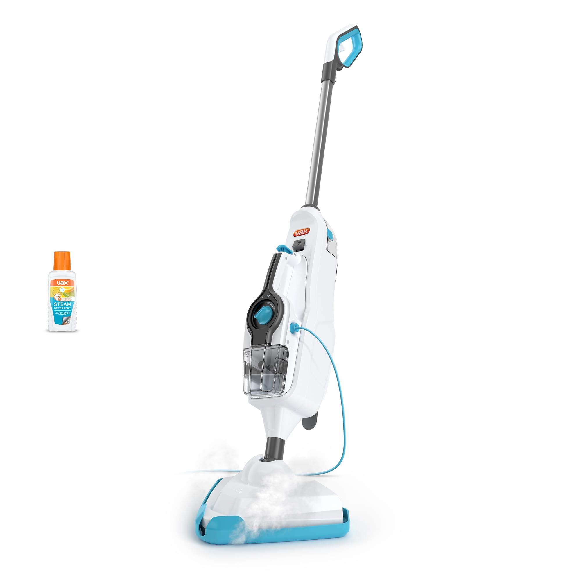Vax Steam Clean Multi Steam Cleaner, Portable Handheld and Floor Steam Mop, 9 Accessories for the Oven, Bathroom and Home, Easy to Carry, 1300W, 2.1kg, White & Blue, S85-CM