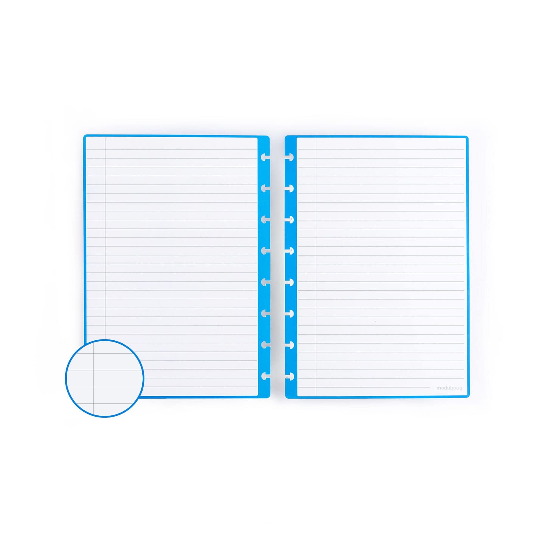 MODUBOOQ - 32 blue lined reusable duratech3 discbound pages - inserts with lines for smart notebook - A5