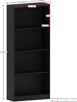 Vida Designs Cambridge 4 Tier Large Bookcase Black Wood Shelving Unit view 3