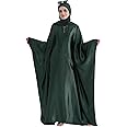 khalat Abaya Muslim Dress Women Satin Prayer Dress Batwing Long Sleeve Middle East Arabian Robe with Hijab