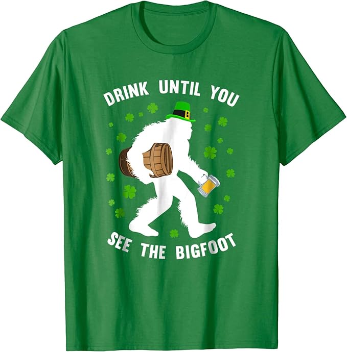 Ankistyle Bigfoot St Patricks Day Shirt, Sasquatch Irish Pattys Unisex T-Shirt Men Women Gift 
