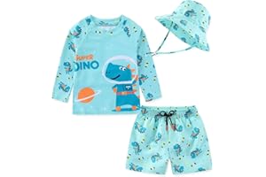 CUTECOTTON Baby Toddler Boys UPF 50+ Rashguard Set Swimsuit with Sun Hat Bathing Suit Swimwear for Beach Pool Sun Protection