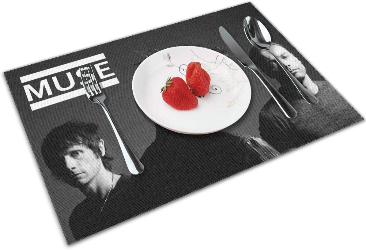 HAWNFERK Muse Logo English Rock Band Placemat Set of 4 Non-Slip Washable Place Mats,Dining Room Kitchen Table Decor