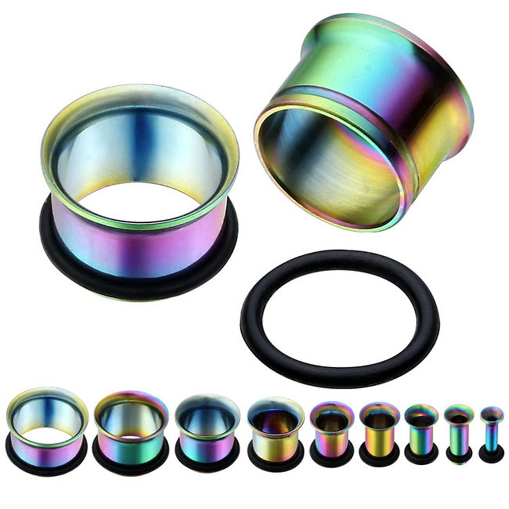 PiercingJ 28pcs 12G-00G Surgical Stainless Steel Tapers Stretching Kit + 12g-00G Single Flared Ear Tunnel Stretcher Set