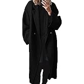 Sexyshine Women's Winter Double Breasted Pea Coat Long Sleeve Notch Lapel Long Trench Coat Warm Wool Blend Jackets