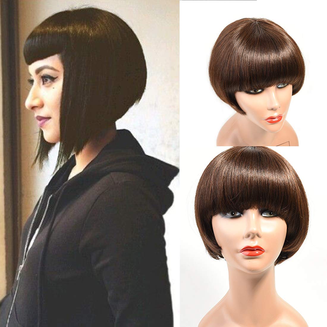Amazon Com Cheap Human Hair Bob Wigs Colored Pixie Cut Wigs