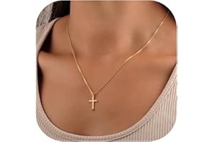Turandoss Gold Cross Necklace for Women - Dainty 14K Gold Plated Cross Necklace Layered Beaded Infinity CZ Holy Mary Medal Pendant Necklaces for Women Trendy Faith Jewelry First Communion Gifts
