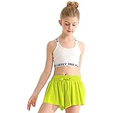 EQSJIU Girls Butterfly Shorts with Spandex Liner Preppy Flowy Athletic Shorts Skirts for Sports, Running, Dance, Cheerleading