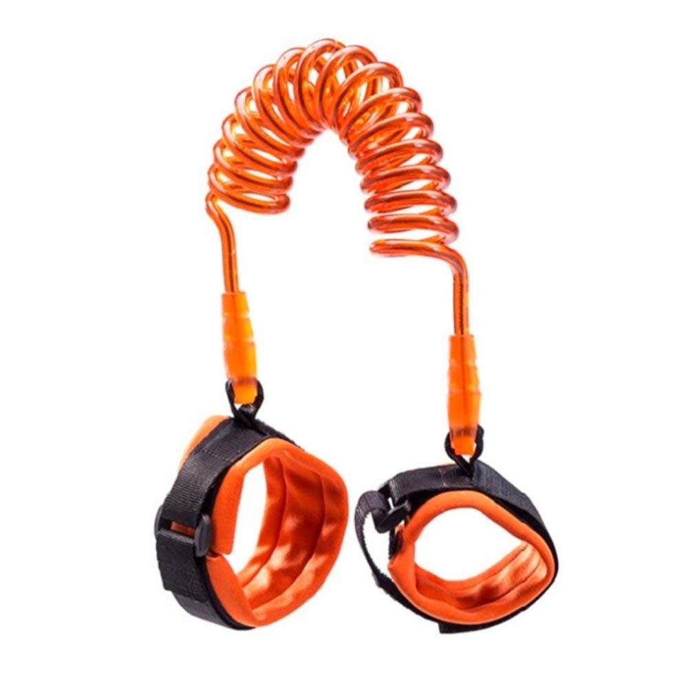 Cavo di Sicurezza da Polso per Bambini 1m/2m 360 Gradi Regolabile Cinghia Anti-perso sicurezza polso link Pettorine Bambino Anti perso Velcro Belt & braccialetto bambino Anti-lost cintura (Arancione, 1.5m)
