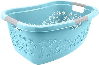 keeeper Ergonomischer Wäschekorb mit luftdurchlässigem Dekor, Anti-Rutsch-Softgriffe, 50 l, Lasse, Hellblau