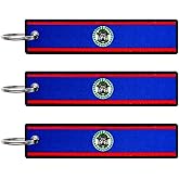 JAVD Belize Flag Keychain Tag with Key Ring - Keys, Cars, Motorcycles, Backpacks, Luggage and Gifts - EDC (3 Pack)