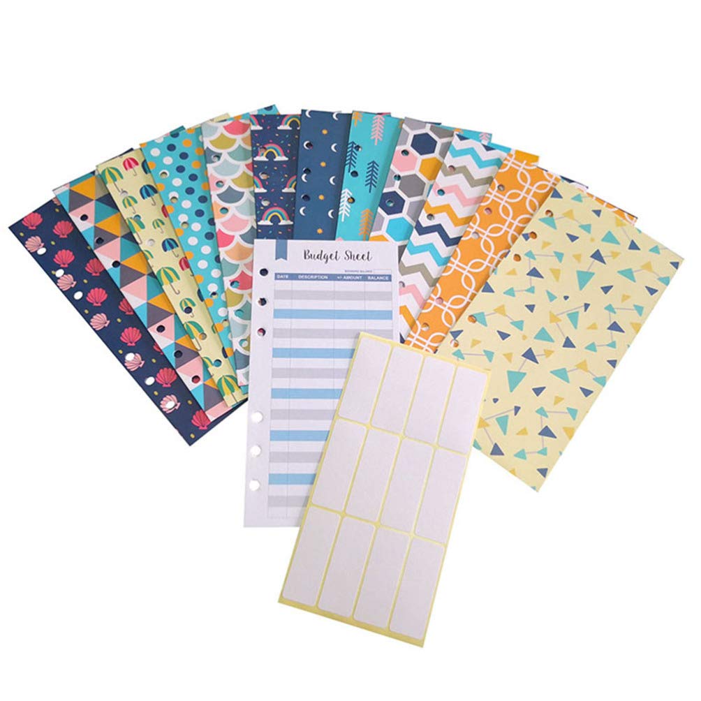 NUOBESTY 12pcs Cash Envelope System Set 12pcs Budget Money Sheets 24pcs Planner Stickers for Budgeting Saving Money