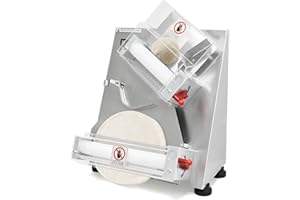 FESTISOUL Commercial Electric Pizza Dough Roller Machine, 15.7 Inch Stainless Steel Dough Sheeter, Adjustable Thickness 0.02-0.2 Inch, 390W 110V for Pizzerias, Bakeries, and Restaurants