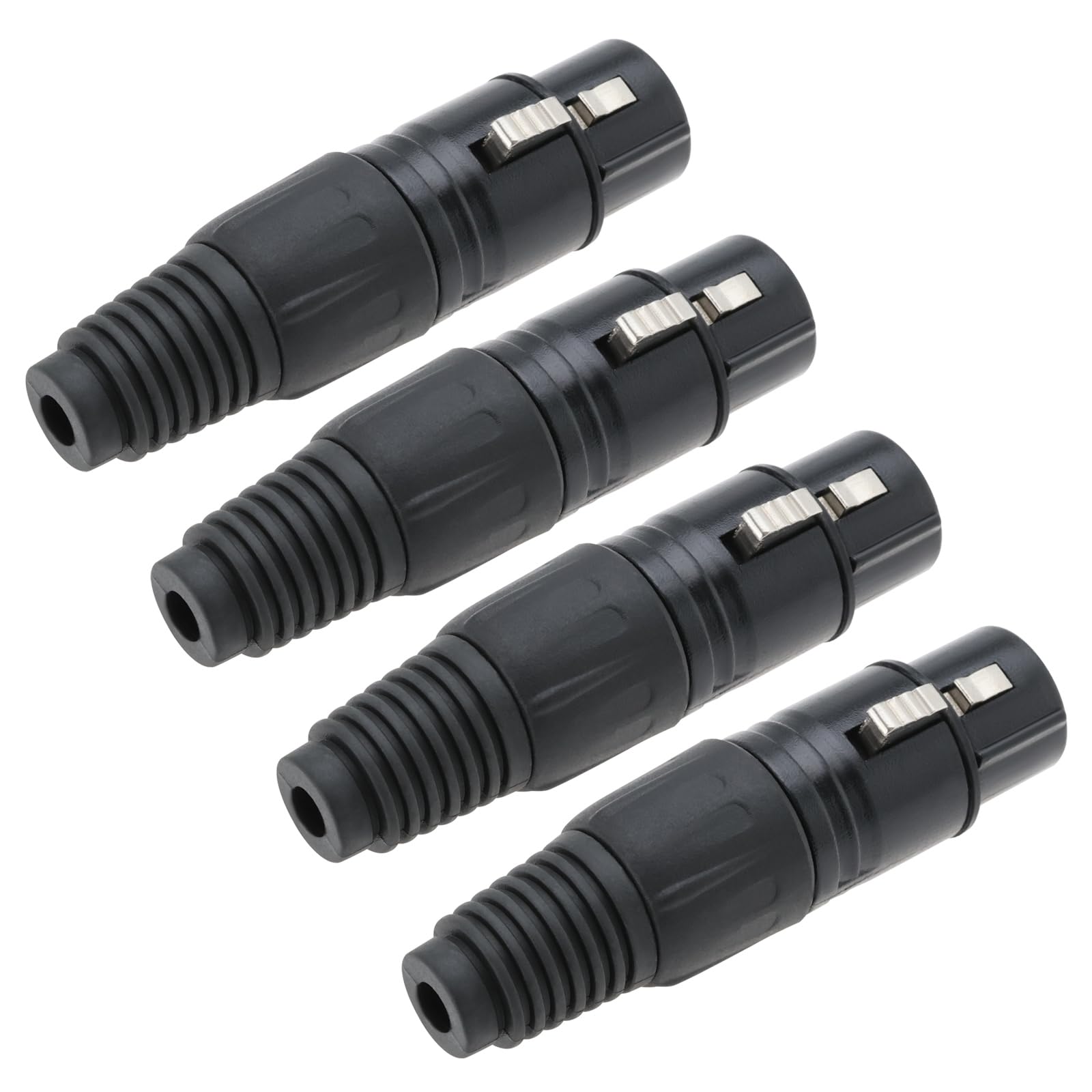 Create idea 4 Pin XLR Female Plugs Connectors Black Zinc Alloy Mic Plug Adapter Microphone Connector XLR Cable Ends Replacement Audio Socket for Headphone Amplifier