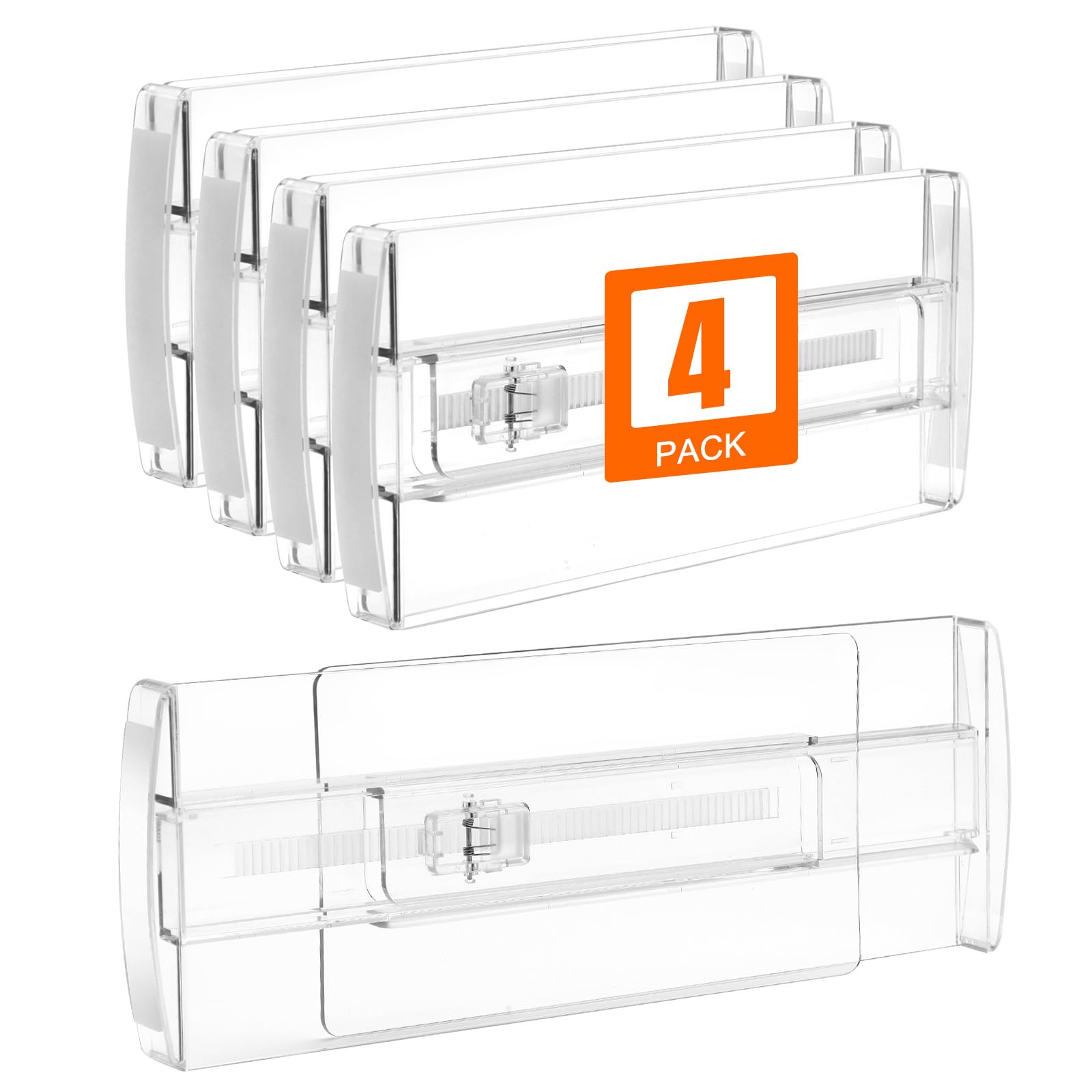 Photo 1 of 4 Pack Drawer Dividers for Clothes, 4" High 10"-17" Adjustable Drawer Dividers Expandable Dresser Drawer Organizers, Clear Drawer Separators for Clothes, Underwear, Cosmetic, Kitchen Utensils Storage