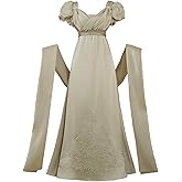 Vibsion Regency Dresses for Women Pearls Lace Empire Waist Dress