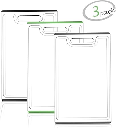 Grip Handle And Juice Grooves Bpa Free Easy Carry And Clean Reversible Chopping Board Hhxrise Original Large Plastic Cutting Board With 3 Built In Compartments Anti Slip Cutting Mat Industrial Scientific Food