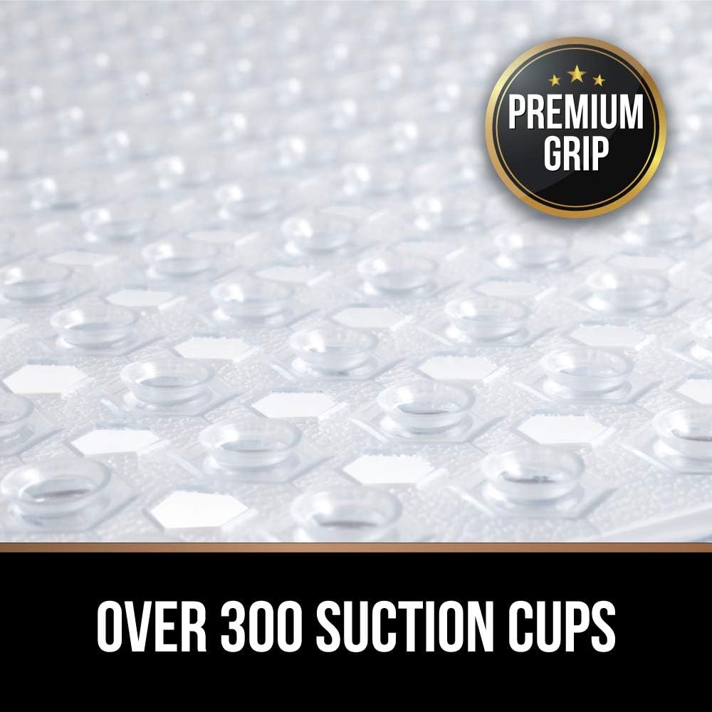 GORILLA GRIP Original Patented Bath, Shower, Tub Mat, 35x16, Machine Washable, Antibacterial, BPA, Latex, Phthalate Free, Bathtub Mats with Drain Holes, Suction Cups, XL Size Bathroom Mats, Clear: Home & Kitchen