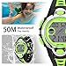 7 Colors Kids Sports Watches Children for Girls Boys Waterproof Military Dual Display LED Kids Watch (Black Green)