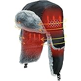 MZQLN Heated Trapper Hat, 24.8 Inch Electric Winter Heated Hat with Rechargeable Battery for Men Women