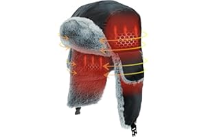 MZQLN Heated Trapper Hat, 24.8 Inch Electric Winter Heated Hat with Rechargeable Battery for Men Women