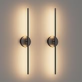 Coinmit 28In Black Wall Sconce Set of Two Hardwired 3000K LED Modern Wall Light Fixture 360° Rotatable for Living Room Hallwa