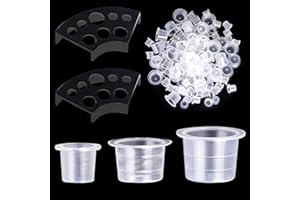 UPTATSUPPLY Professional Tattoo Ink Cups Set - 300pcs Mixed Size Ink Caps (SML) with 2 Ink Cup Holders, Spill-Resistant Disposable Tattoo Supplies for Artists