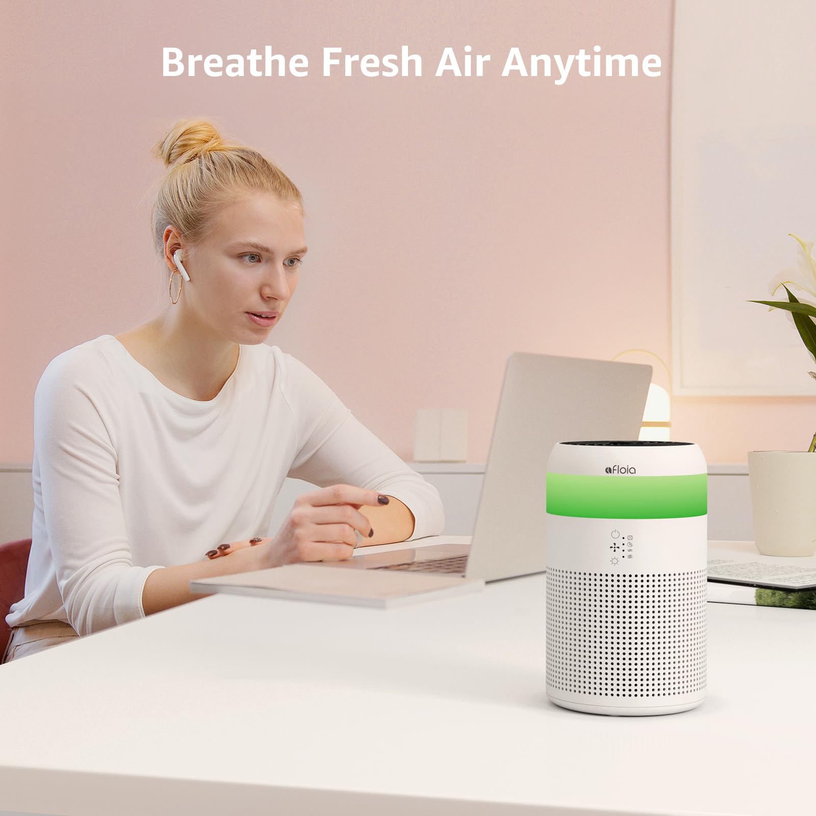 Afloia Air Purifiers for Bedroom Dorm with 7 Colors Light & Fragrance Sponge for Home Office Living Room, Small Desktop Air Purifier for Pet Dander Mold Pollen Odor Smoke Dust