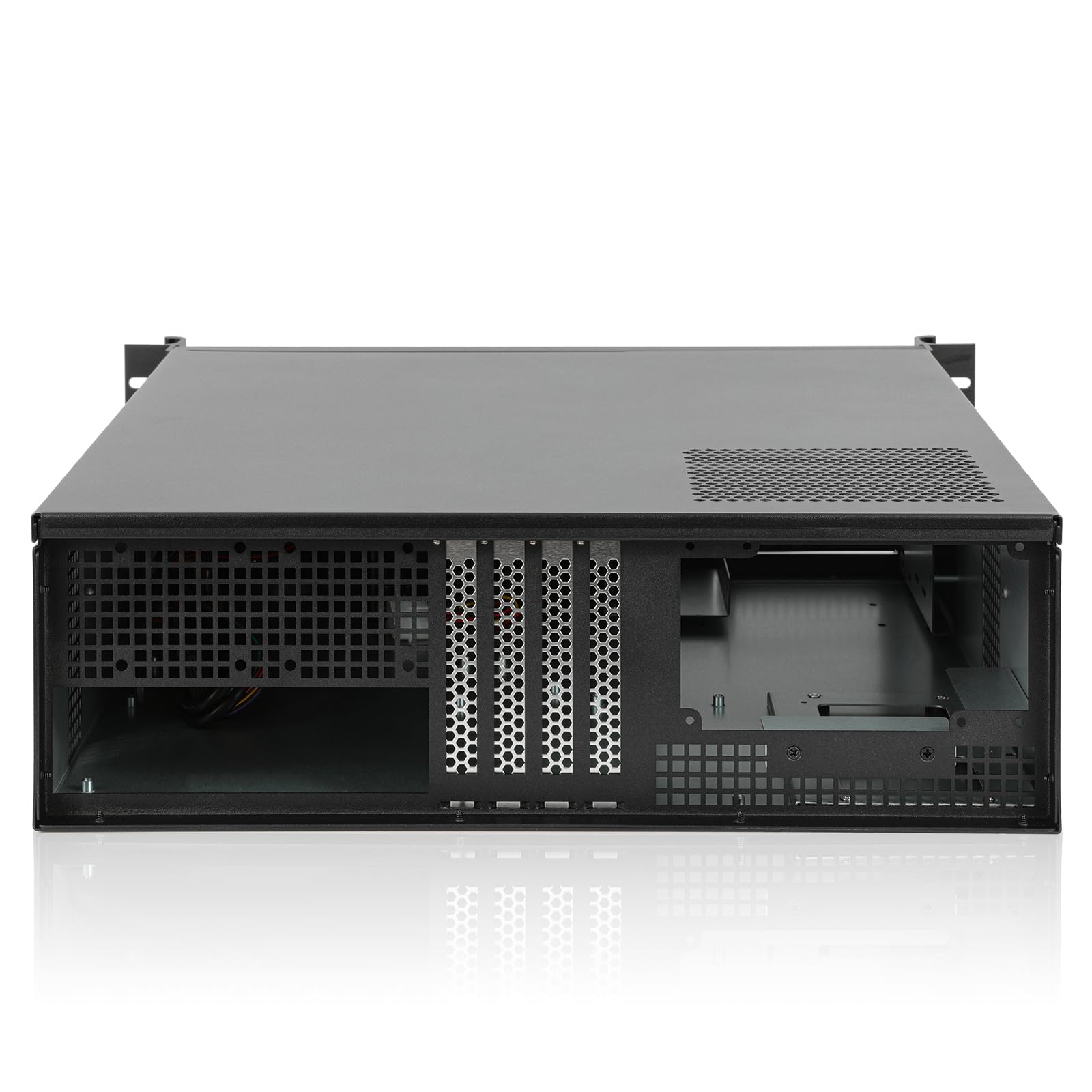 rackchoice ATX/Micro ATX Mini-ITX 3U Rackmount Server Chassis 2x5.25” + 5x3.5” Bays, ATX PSU Support, Top or Side Cooling Both OK