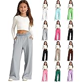 Girls Oversized Wide Leg Sweatpants Kids Baggy Sweat Pants for Girls Drawstring Waist Straight Leg Joggers with Pockets