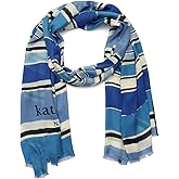 kate spade new york Women's Ocean Stripe Viscose Oblong Scarf, Stylish & Lightweight Fashion Accessory