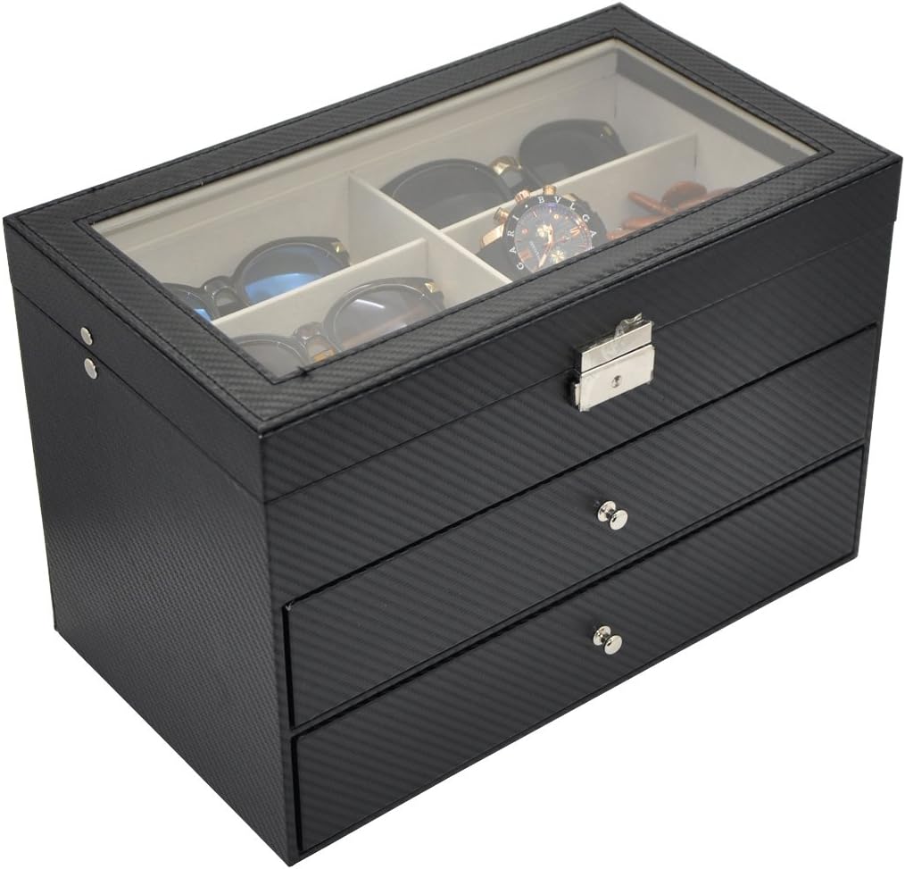 ADTL 3 layer 18 Slots Eyeglass Sunglass Storage Box Display Glasses Textured pattern: Home Improvement
