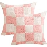 NIDITW Set of 2 Pink Checkered Throw Pillow Covers 18x18 Inches Ultra Soft Microfiber Both Sided Chessboard Square Cushion Case Home Decor for Sofa Couch Bed (Pink)