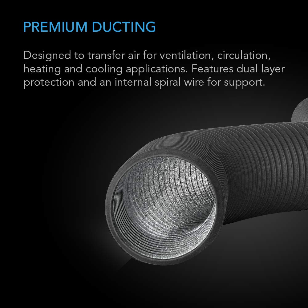 AC Infinity Flexible 6-Inch Aluminum Ducting, Heavy-Duty Four-Layer Protection, 25-Feet Long for Heating Cooling Ventilation and Exhaust