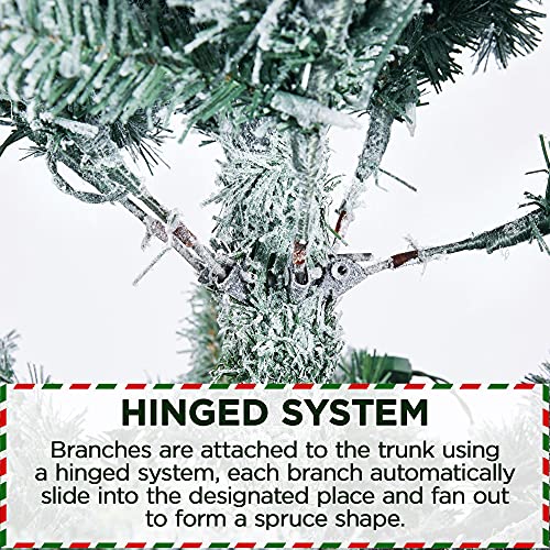 Yaheetech 9ft Prelit Snow Flocked Pencil Christmas Tree Kingswood Fir
