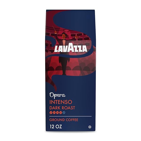 LAVAZZA OPERA INTENSO GROUND COFFEE 12OZ BAG, DARK ROAST, BOLD AND BALANCED TASTE, INTENSITY 4/5, ARABICA AND ROBUSTA, IDEAL FOR DRIP BREWERS, (PACK OF 1) – PACKAGE MAY VARY