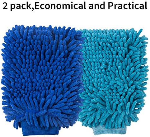 GOMEET(TM) Extra Large Size Car Wash Mitts - Microfiber Chenille Premium Scratch Car Wash Gloves - Lint Free - Scratch Free(2 in pack)