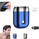 2026 New Model Mini Dual-Head Electric Shaver, Electric Mini Portable Razor, Pocket Size Washable Double Head Razor, Rechargeable Waterproof Compact Electric Shaver for Home, Car, Travel (Blue)