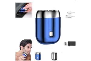 DOUNIU 2026 New Model Mini Dual-Head Electric Shaver, Electric Mini Portable Razor, Pocket Size Washable Double Head Razor, Rechargeable Waterproof Compact Electric Shaver for Home, Car, Travel (Blue)