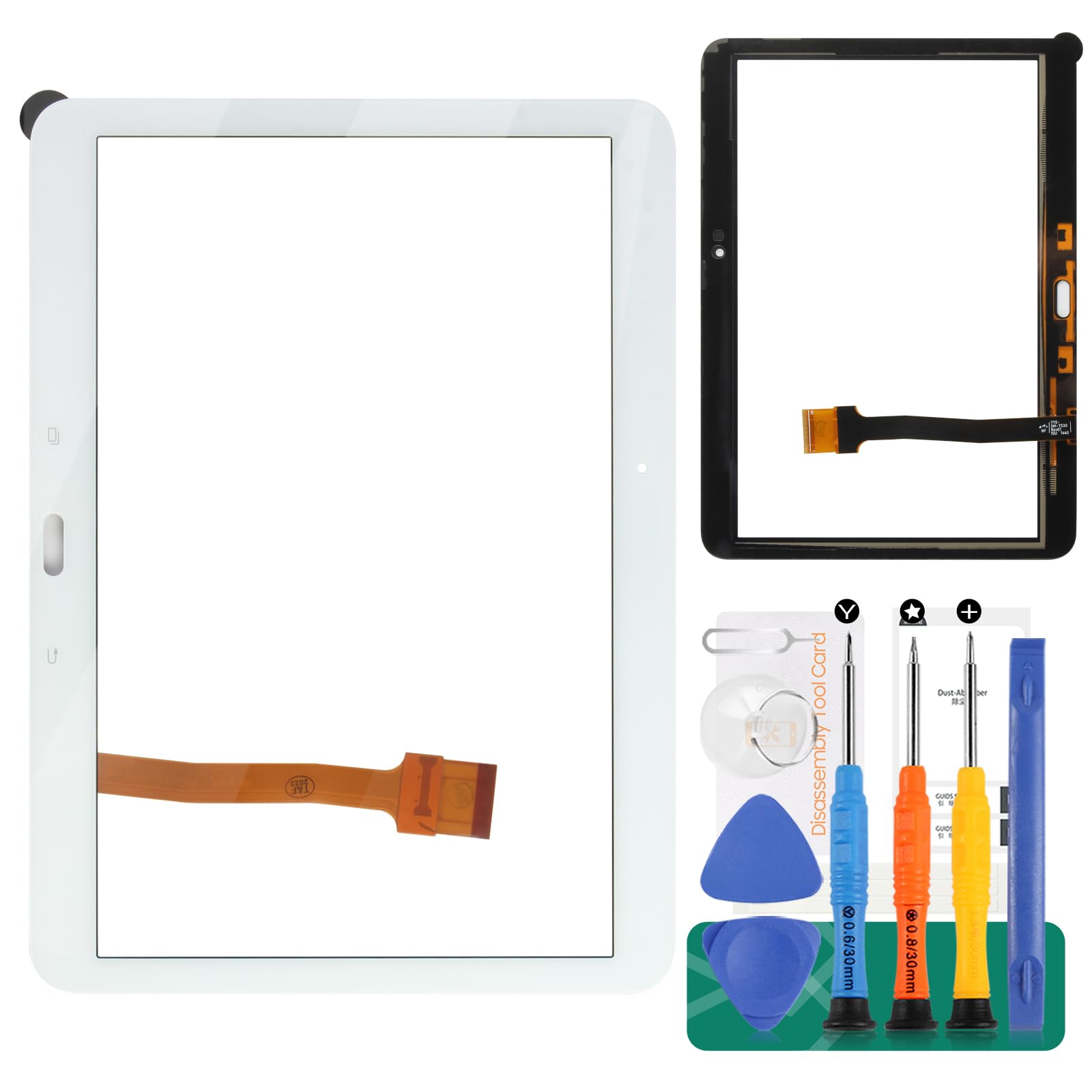 SRJTEK For Samsung Galaxy Tab 4 10.1 Replacement Glass Panel Digitizer Touch Screen Digitizer SM-T530 T531 with Pre-Installed + Tool Kits (White)