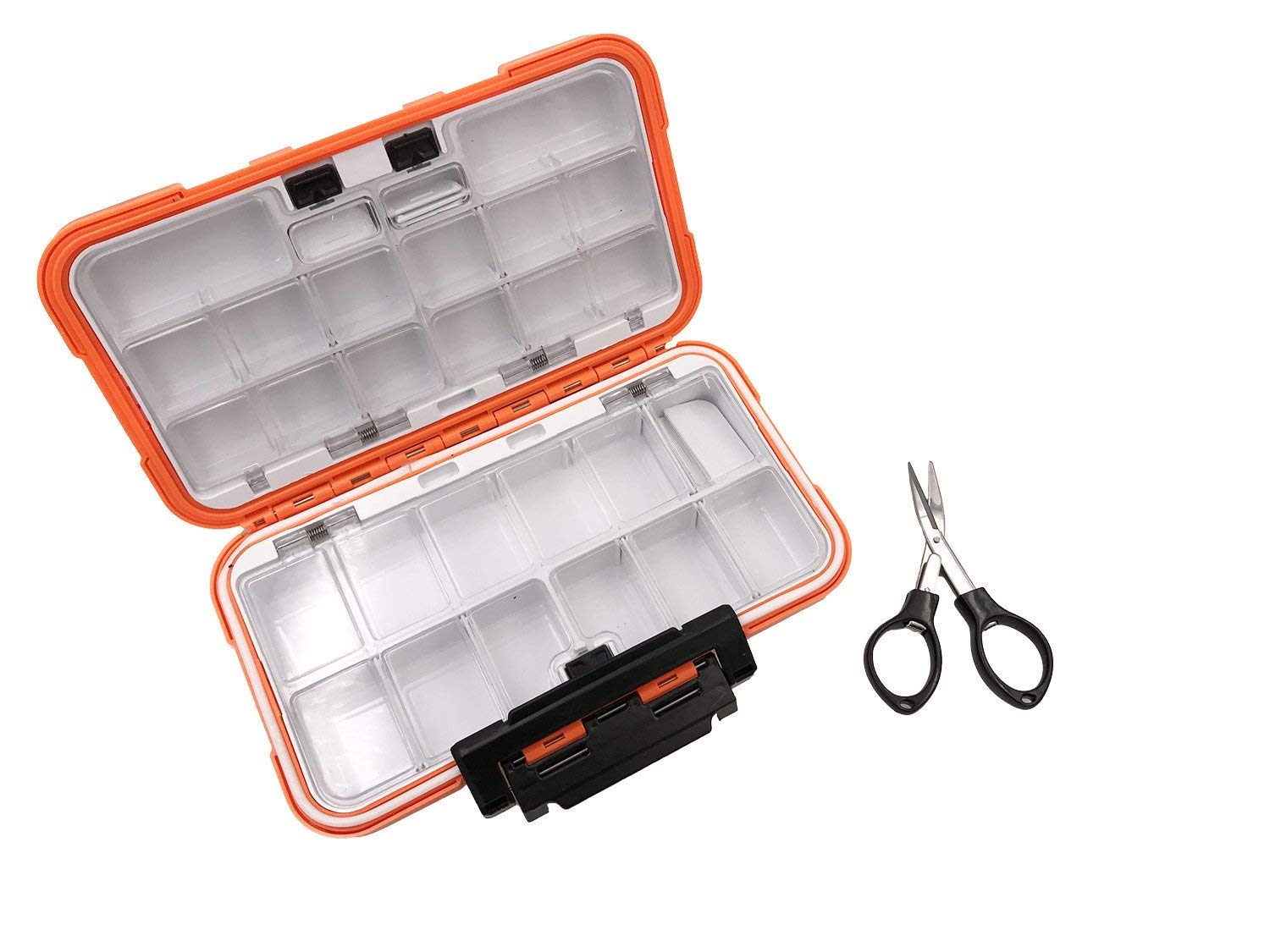 Waterproof Fishing Lure Boxe Spoon Hooks Baits Storage Tackle Box Containers for Casting Fishing Fly Fishing,Large/Medium/Small Lure Case Available (Orange-Large)